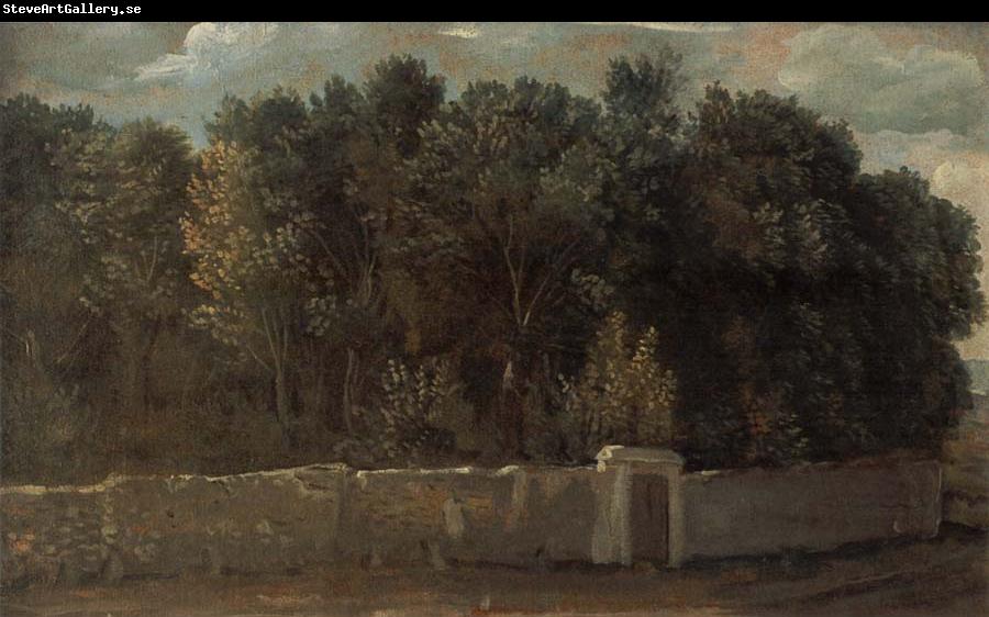 Francois Desportes Study of a Park,Surrounded by Walls